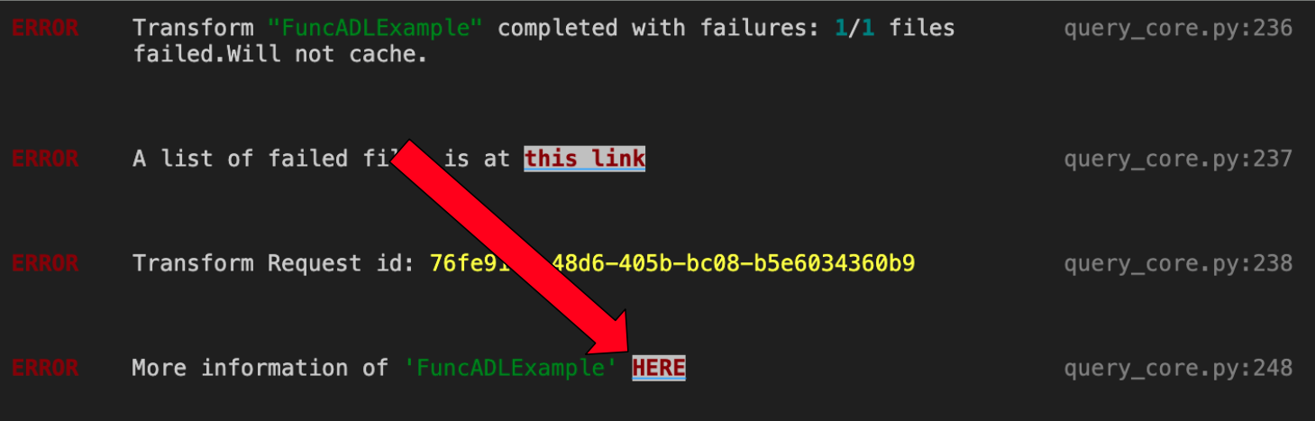 Step 1 of finding the server-side transformation log